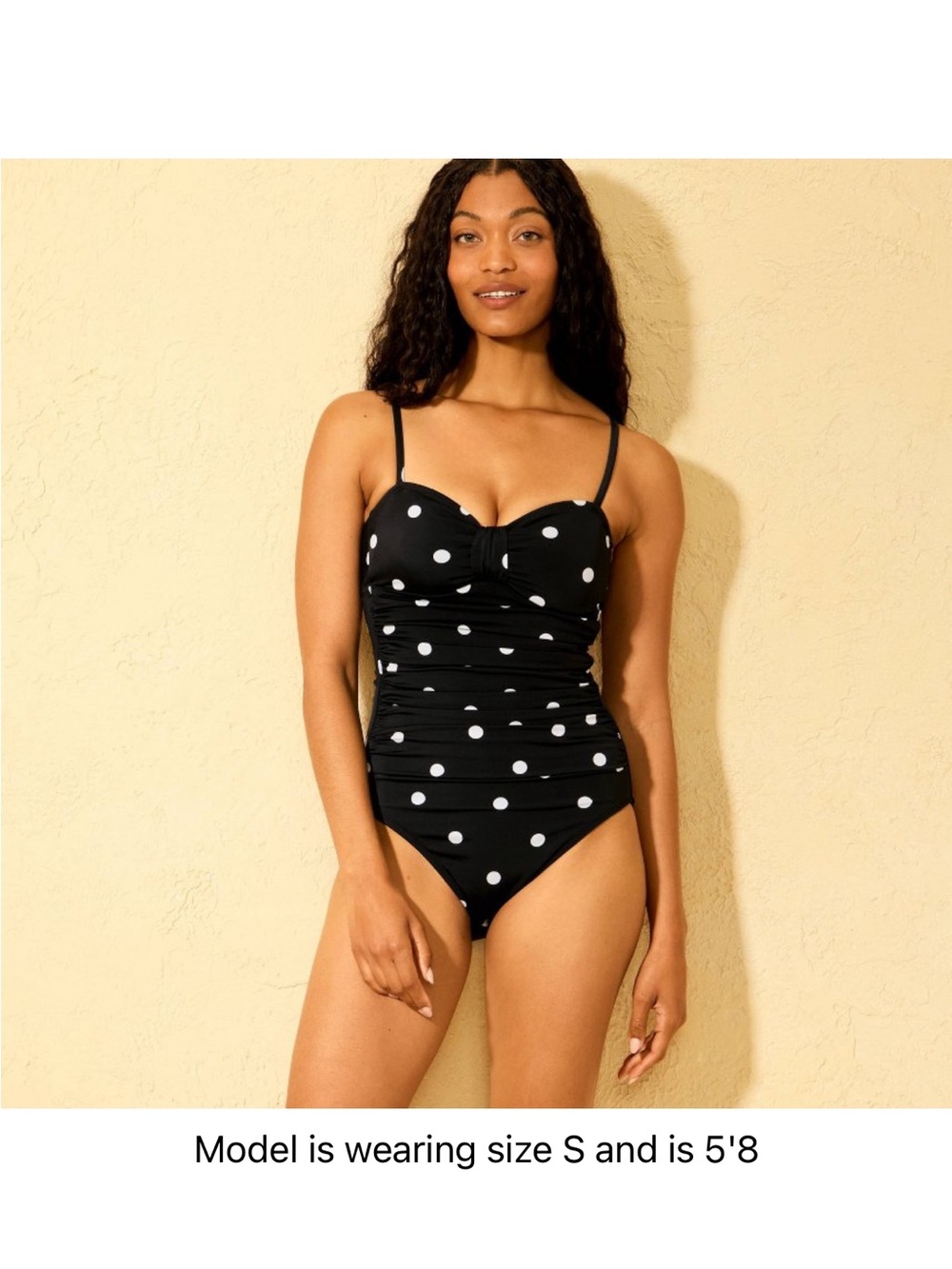 Shade & Shore Black and White Polka Dot One-Piece Swimsuit M 8/10